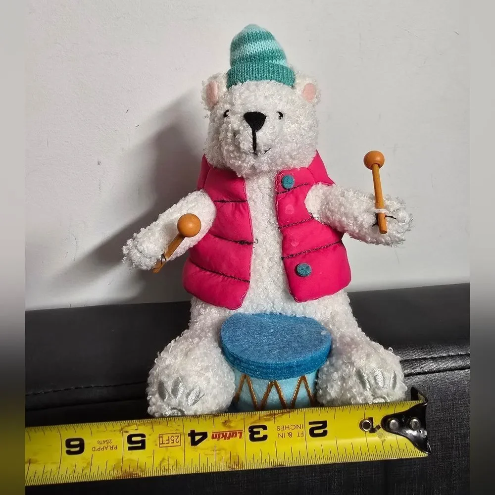 2024 Target Christmas Wondershop Fabric Polar Bear Drummer Figure, Nwt